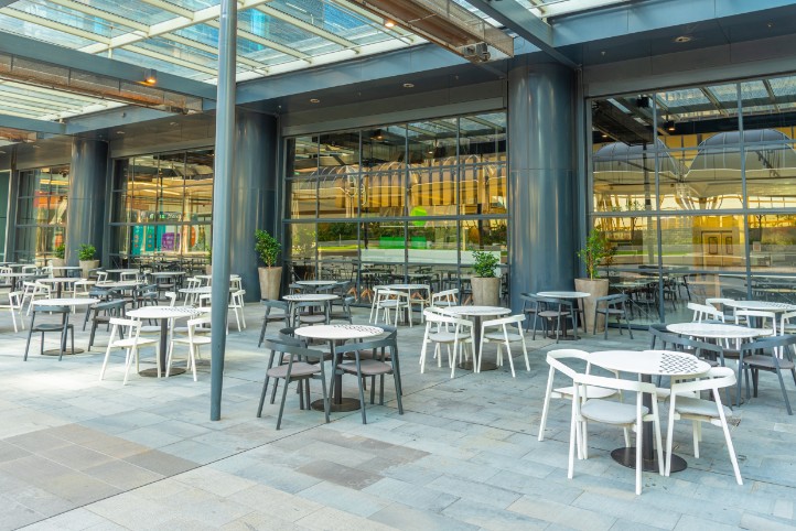 outdoor seating at a café